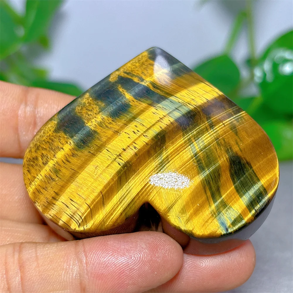 Blue Yellow Tiger Eye Heart Crystal Natural Stone Quartz Minerals Home Decoritems Reiki Garden Lucky Love Gifts Energy Healing