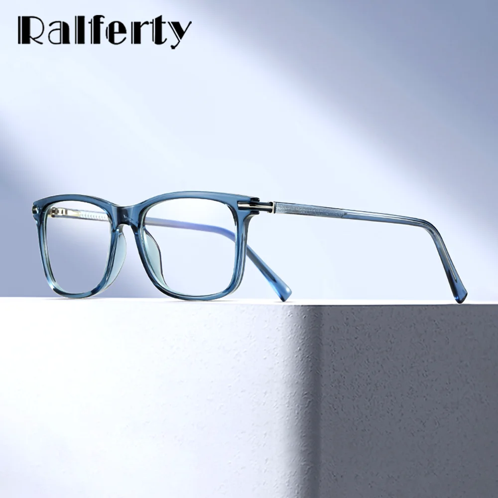 

Мужские очки Ralferty TR90 с синим светом, весенний шарнир, дизайн 2021, модная толстая оправа, оптическая оправа для очков, мужские квадратные очки