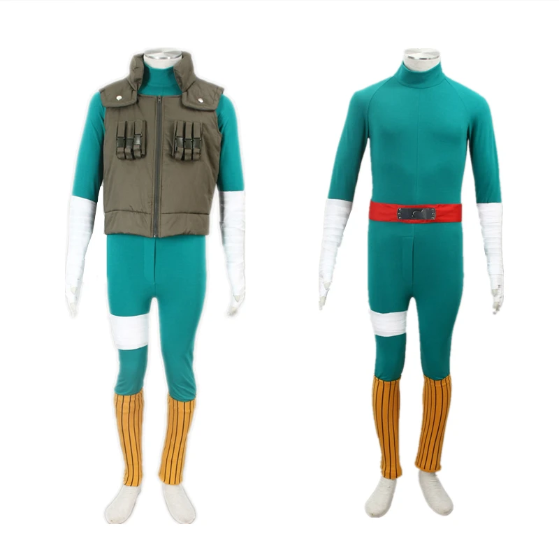 

Athemis Anime Rock Leeicosplay Costumes Unisex Tight-fitting Clothes Green Jumpsuits And Unique Vest Wig Boots For Adult