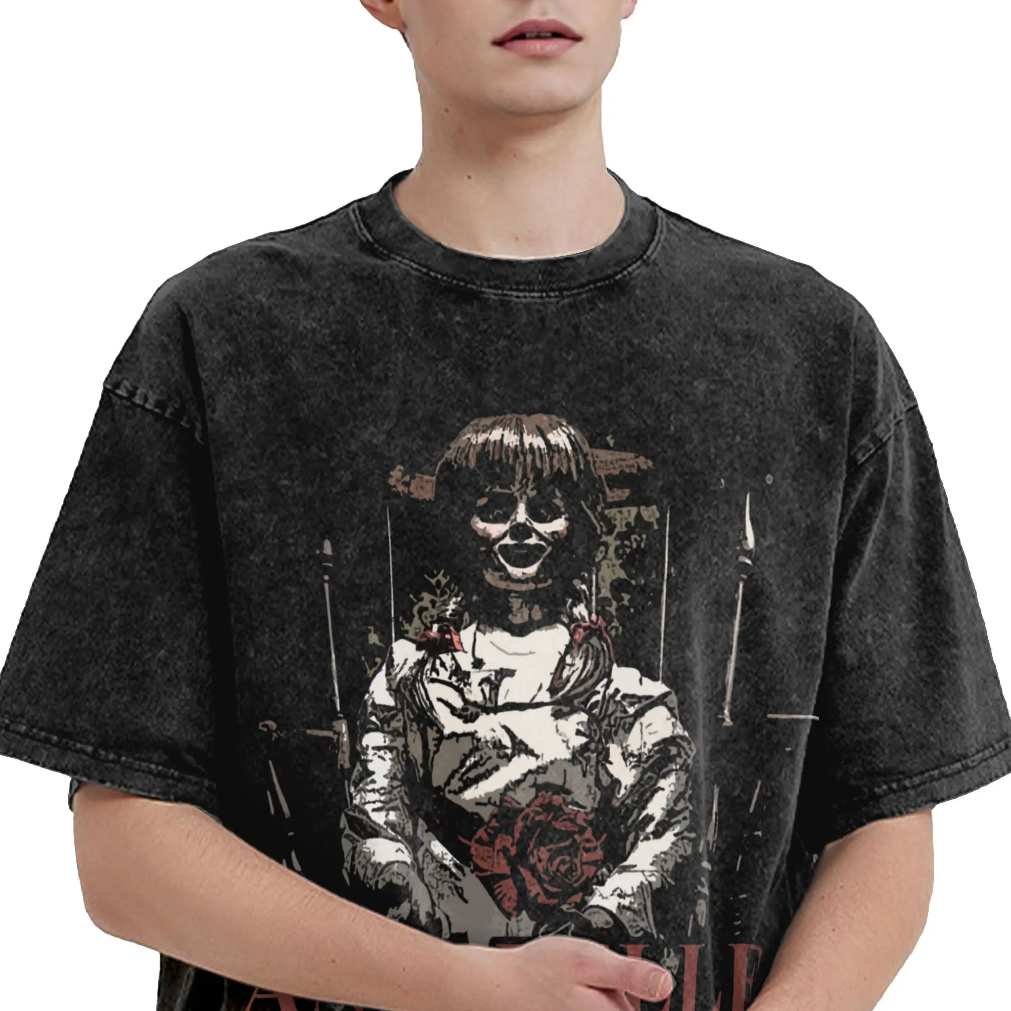 anabelle again  Washed T Shirt Streetwear Hip Hop Vintage T-Shirts  Tee Shirt for Men Women 100% Cotton Harajuku