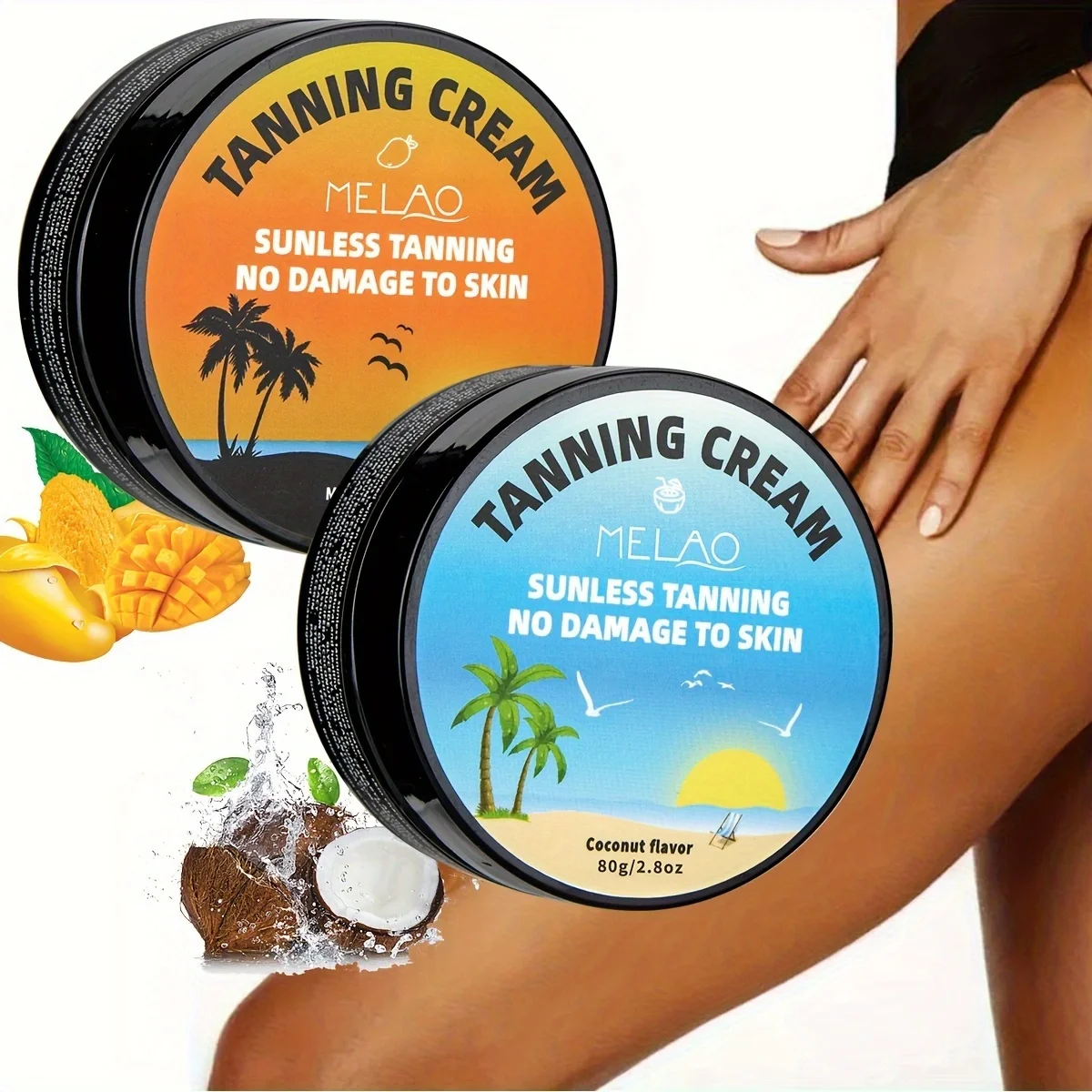 MELAO Sunless Self Tanning Cream For Body, Sunless Tanning Lotion For Men & Women