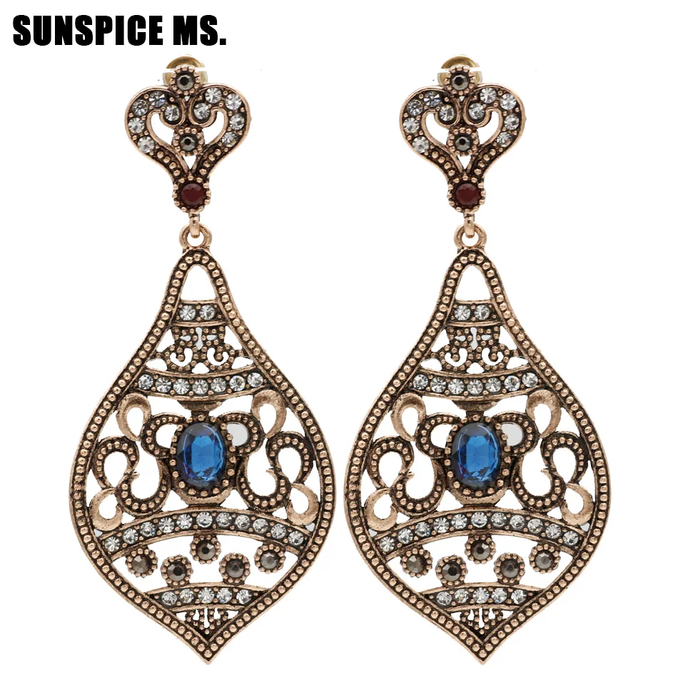 Bohemia Vintage Big Earrings For Women Turkish Ethnic Wedding Drop Earring Max Brincos Grandes Antiuqe Gold Color Indian Jewelry