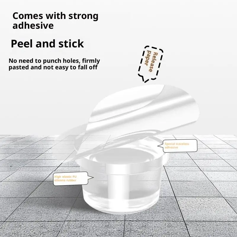 Transparent Door Stopper No Drill Self Adhesive Thick Buffer For Wall Protection