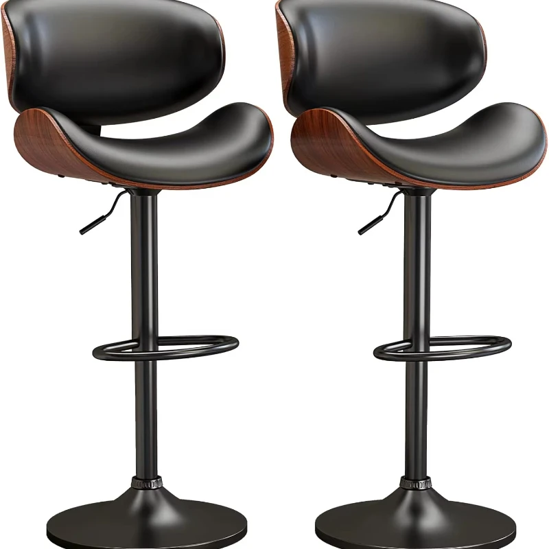 

Adjustable modern counter height wine bar stool PU leather upholstered for restaurant kitchen island and bar back
