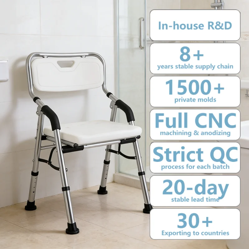 Simplywalk Aluminum Alloy 180KG Bath Shower Chair Height Adjustable Toilet Adult People UKCA Customized ing