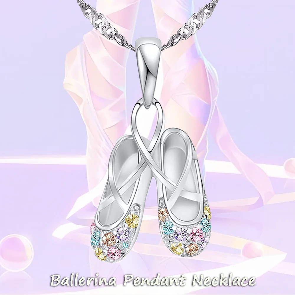 Exquisite Fashion Diamond Ballerina Pendant Necklace Perfect Birthday Gift for Girls Ladies for Christmas Holiday Party