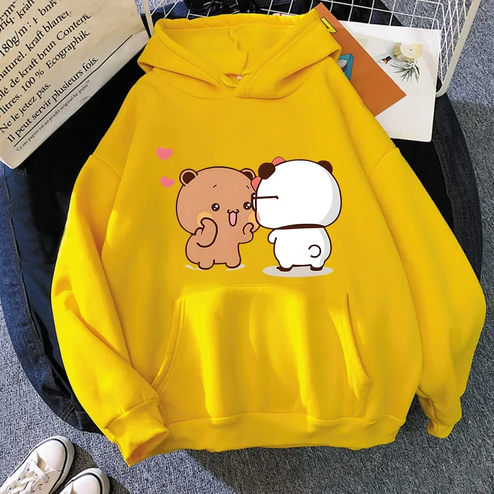 Bubu e dudu moletom com capuz gráfico para meninas kawaii panda e urso moletom de lã sudaderas roupas masculinas streetwear feminino