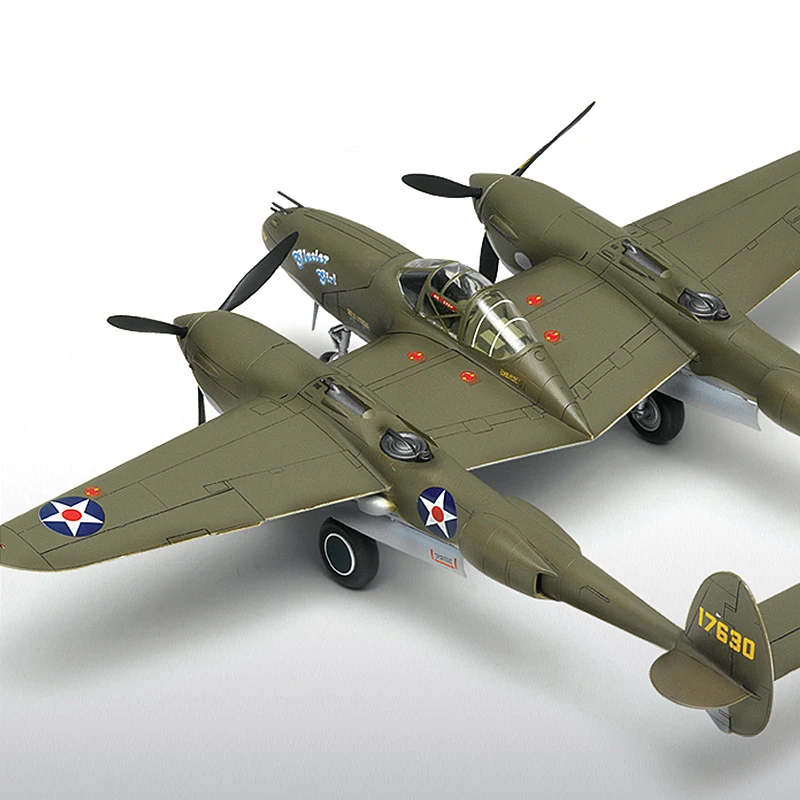 Academy assembled airplane model kit 12208 American P-38F Glacier Girl lightning fighter 1/48