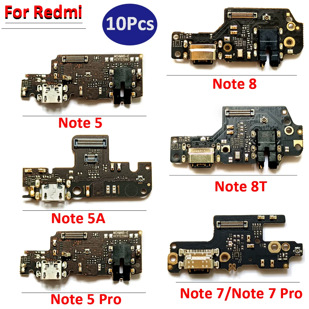 

10Pcs/Lot, NEW USB Charging Port Dock Charger Plug Connector Micro Board Flex Cable For Xiaomi Redmi Note 8T 8 7 6 5 Pro Parts