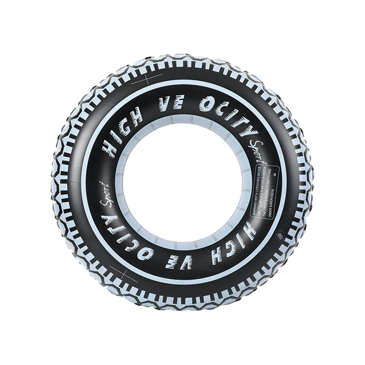 Anneau de bain gonflable pour pneu noir – Flotteur de piscine imprimé en PVC épais de plusieurs tailles, jouet de jeu aquatique pour le plaisir