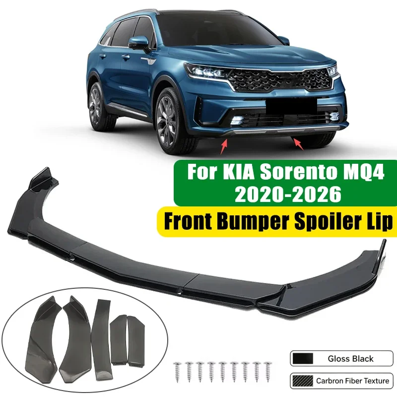 For KIA Sorento MQ4 2020-2026 5Pcs ABS Car Front Bumper Lip Spoiler Splitter Body Kit Canard Tuning Accessories