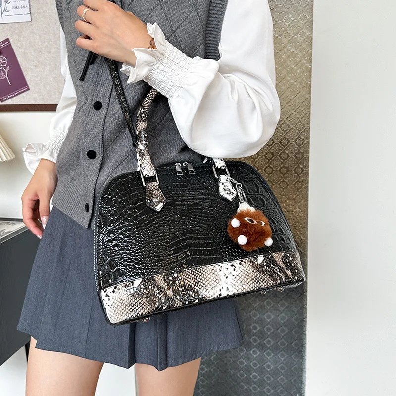 

Luxury Lizard Pattern Women's Handbags Luxury Designer Shoulder Bag Black White Shell Bags For Women 2024 Crossbody Bag Tote New