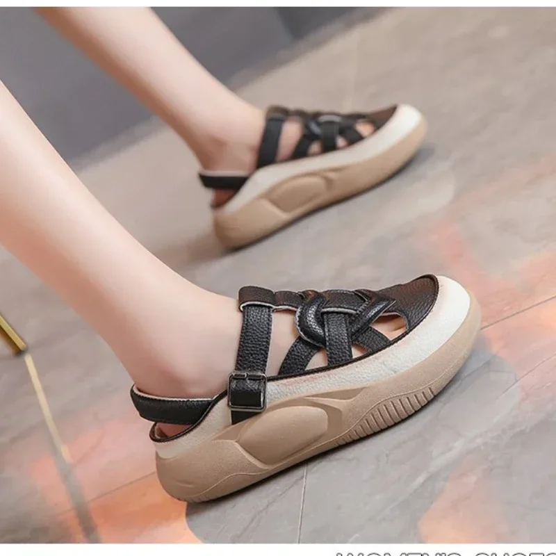 2024 New Summer Breathable Lightweight Flat Bottom Women\'s Sandals Closed Toe Wedge Platform Women\'s Casual Sandals