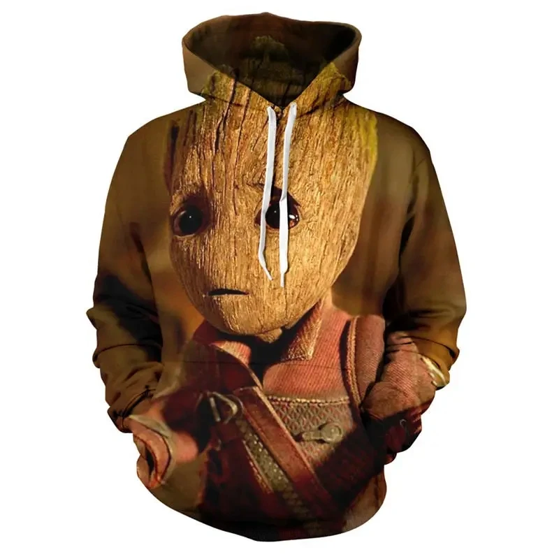 Disney-Groot Impresto 3D Hoodies para Homens, Guardiões da Galáxia, Anime de desenhos animados, Hoodie extragrande, Moletons, Casa