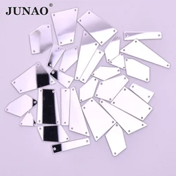 JUNAO 20pc Mix Shape Sew On Bags Mirror Rhinestone Clear Crystal Stones Flatback Irregular Strass For Wedding Dance Dress Diy