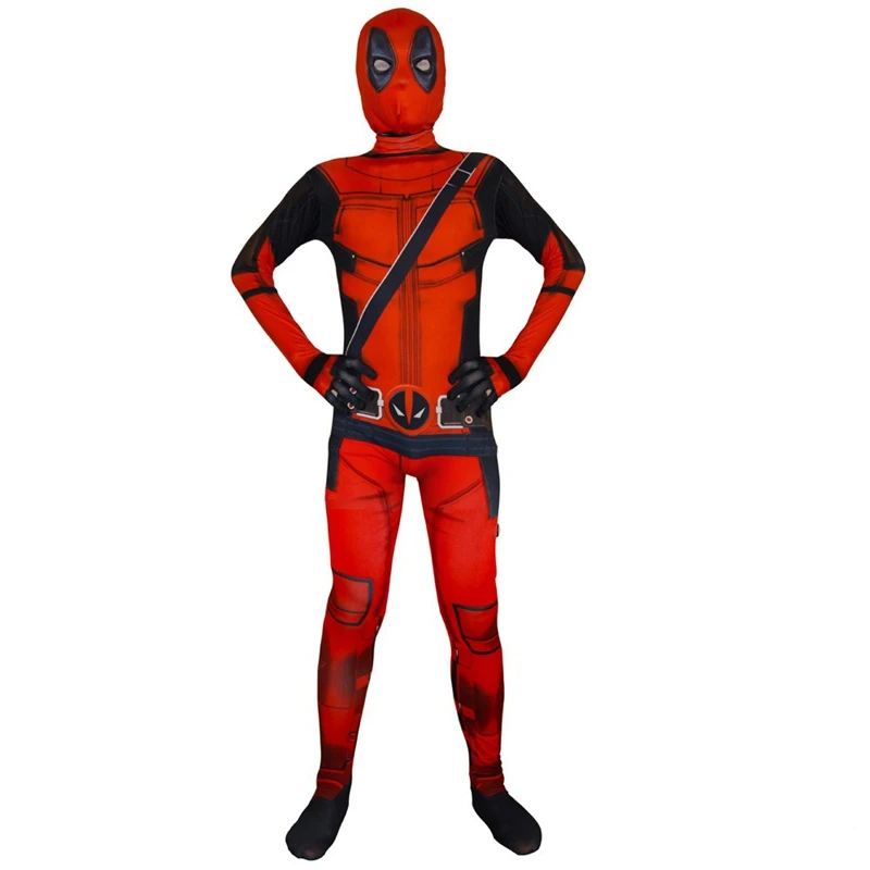 MINISO Deadpool Bodysuit Costumes For Adults Boys Flexible Jumpsuit Mask 3D Printing Halloween Birthday Party Cosplay Suits