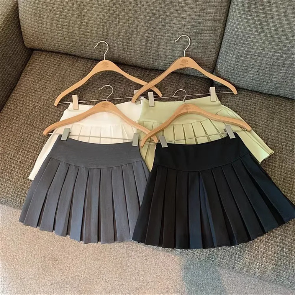 Kids Fashion Girls Clothing 4-13 Skirt Summer Daily Casual Style Little Girls Solid Colour High Waist Kids A-line Skirt