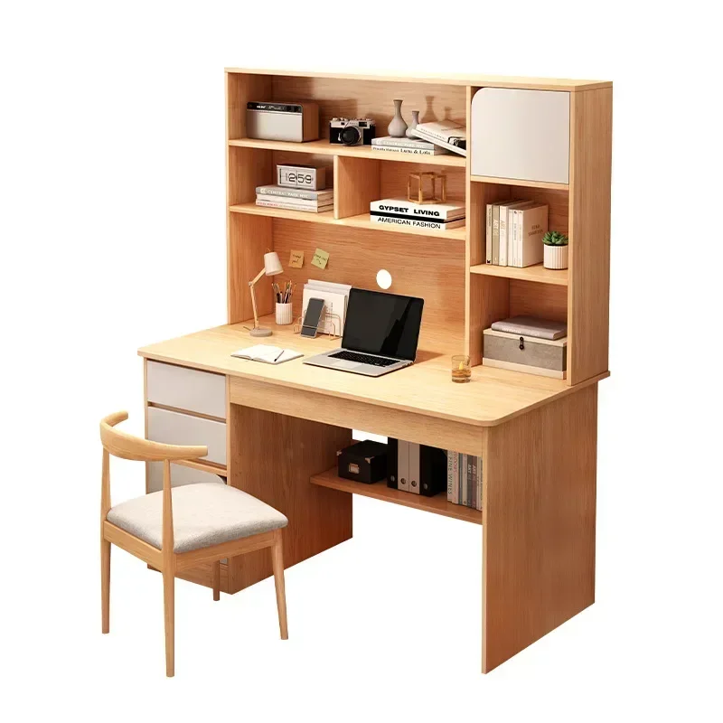 

Simple Desk Bookshelf All-in-one Computer Desk Storage Space Student Home Study Bedroom Office Desk with Household Furniture