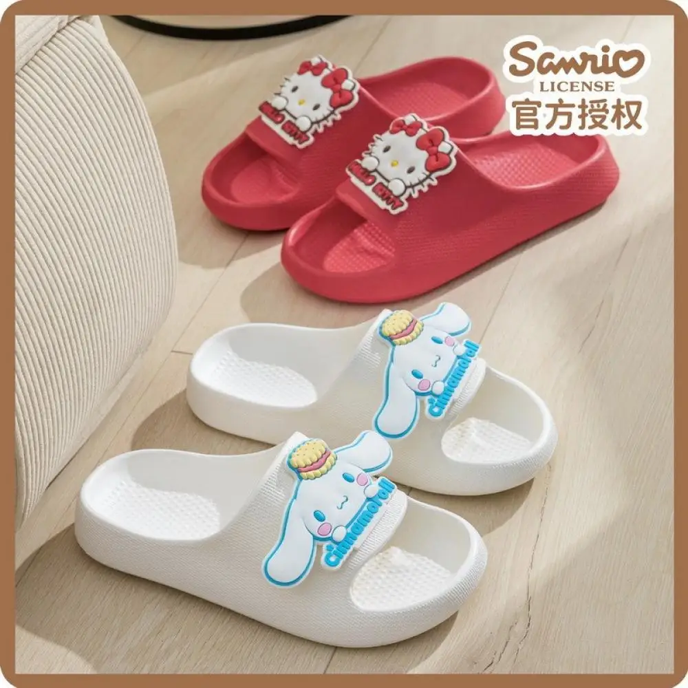 

Милые шлепанцы Hello Kitty Eva Sanrio Cinnamoroll для девочек, летние пляжные уличные сандалии с толстой нескользящей подошвой, 2025