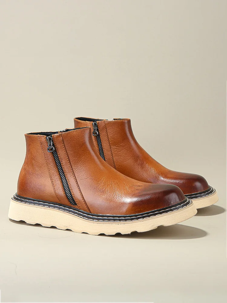 KOWM Botas de trekking de piel impermeables para hombre - imagen 5