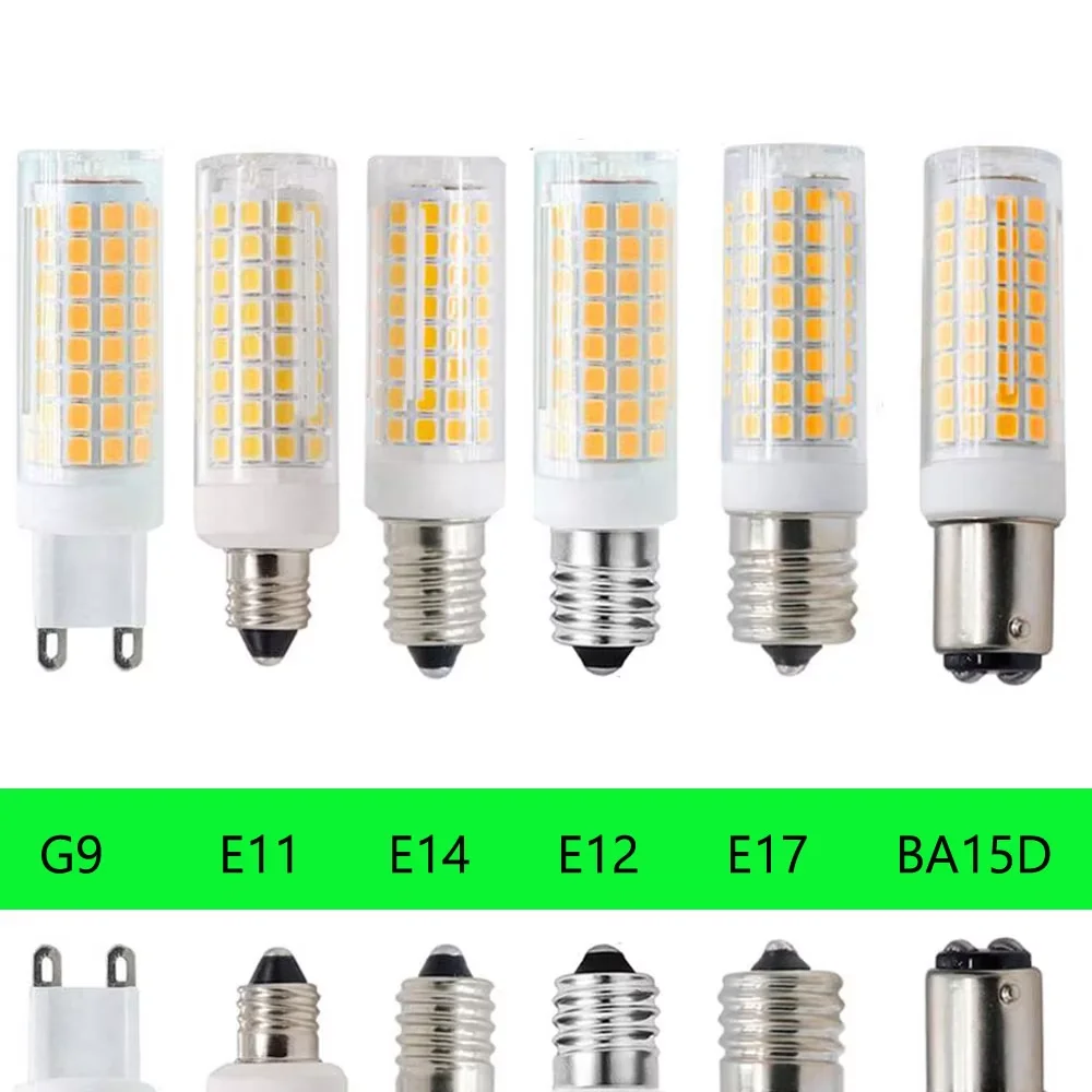 Brightness 102 LEDs G4 G9 BA15D E11 E12 E14 E17 LED Lights Corn Bulbs 9W Replace 80W Halogen Lamps AC 220V 110V for Home House