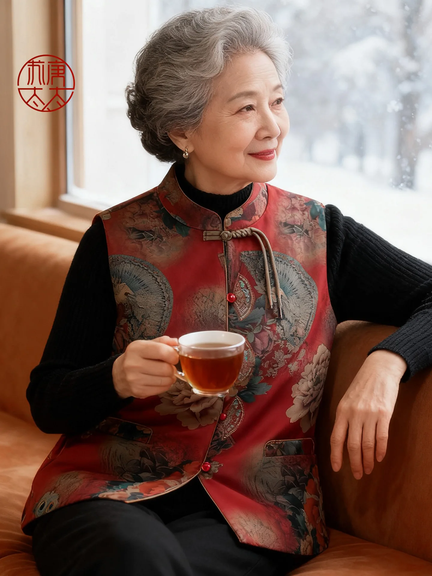 

Ele Thin Floral Vest for Middle-Aged And ly Women Chinese Sle Tang Costume Vest Comfortable Loose Fit Daily Wear