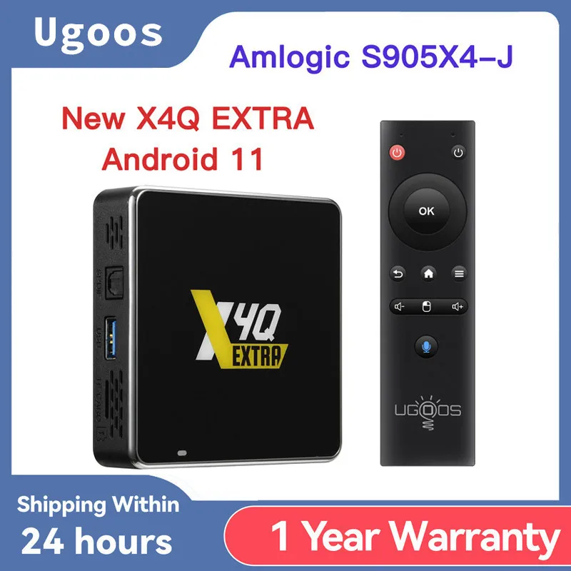 Newest Ugoos X4Q Extra Smart TV Box Android 11 Amlogic S905X4-J 4GB 128GB 2.4G/5G Wifi BT5.0 4K Set Top Box Support Dolby Vison