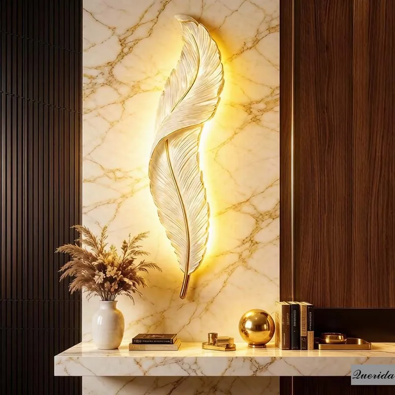 LED Modern Feather Wall Lamp, Living Room, Bedroom, Bedside, Entrance Hall Decorative Wall Lamp, Resin Aisle Home Background Lam