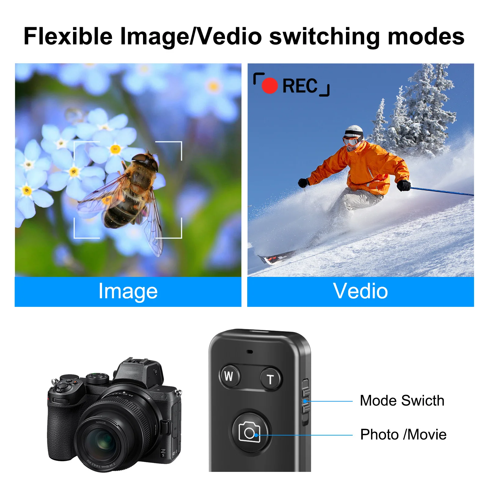 Telecomando senza fili Bluetooth per Canon RP R3 R5C R6 50 R8 R5 Mark II 800D 850D Nikon Zfc Z30 Z5 Z7II Z6II Z50 COOLPIX P1000