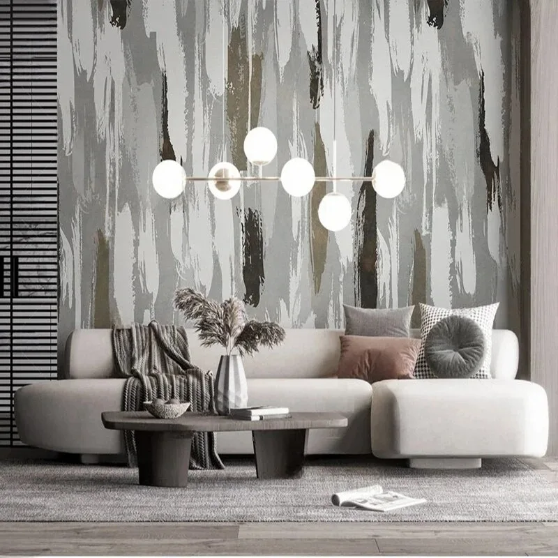 

Modern Abstract Geometric Pattern Wall Mural with Grey Background - Personalized Wallpaper for Living Room Bedroom Decor
