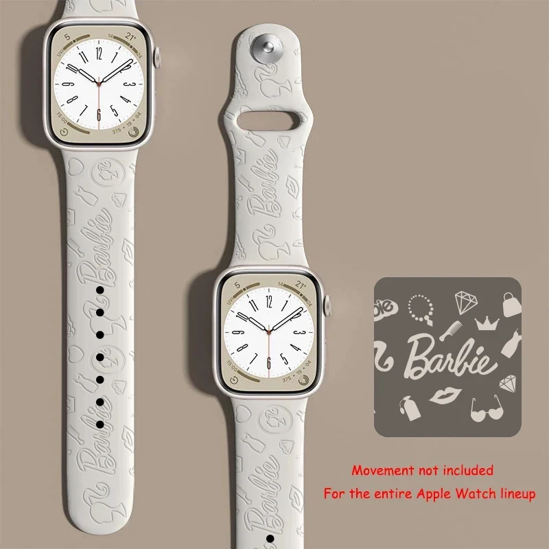 Barbie Armband für Apple Uhren armband 38mm 41mm 42mm 45mm 40mm 44mm 49mm Silikon Sport gravierte Armband iwatch 8 ultra se 7 6 5 4