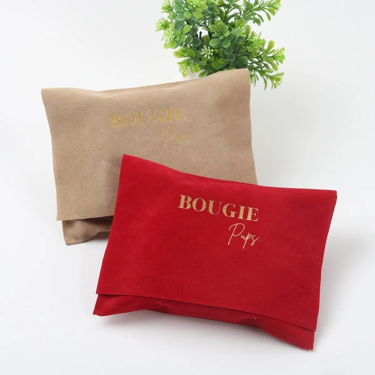 High End Gold Logo Printed Velvet Envelope Pouch Dust Cloth Jewelry Belt Necktie Hairpin Packaging Envelope Bag