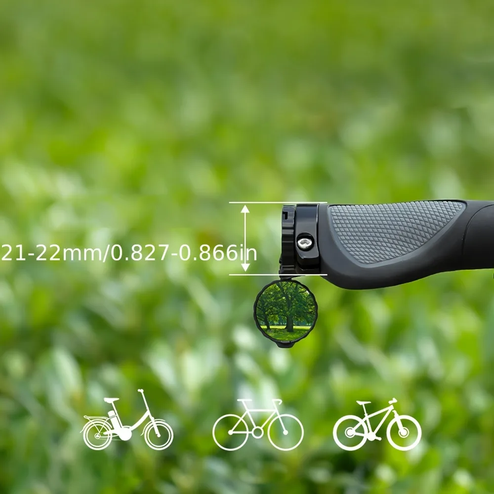 مرآة الرؤية الخلفية للدراجة ذات الزاوية الواسعة عالية الوضوح عدسة محدبة مستديرة، مرآة مقود الدراجة غير المرئية، 360 درجة °   قابل للتدوير #5