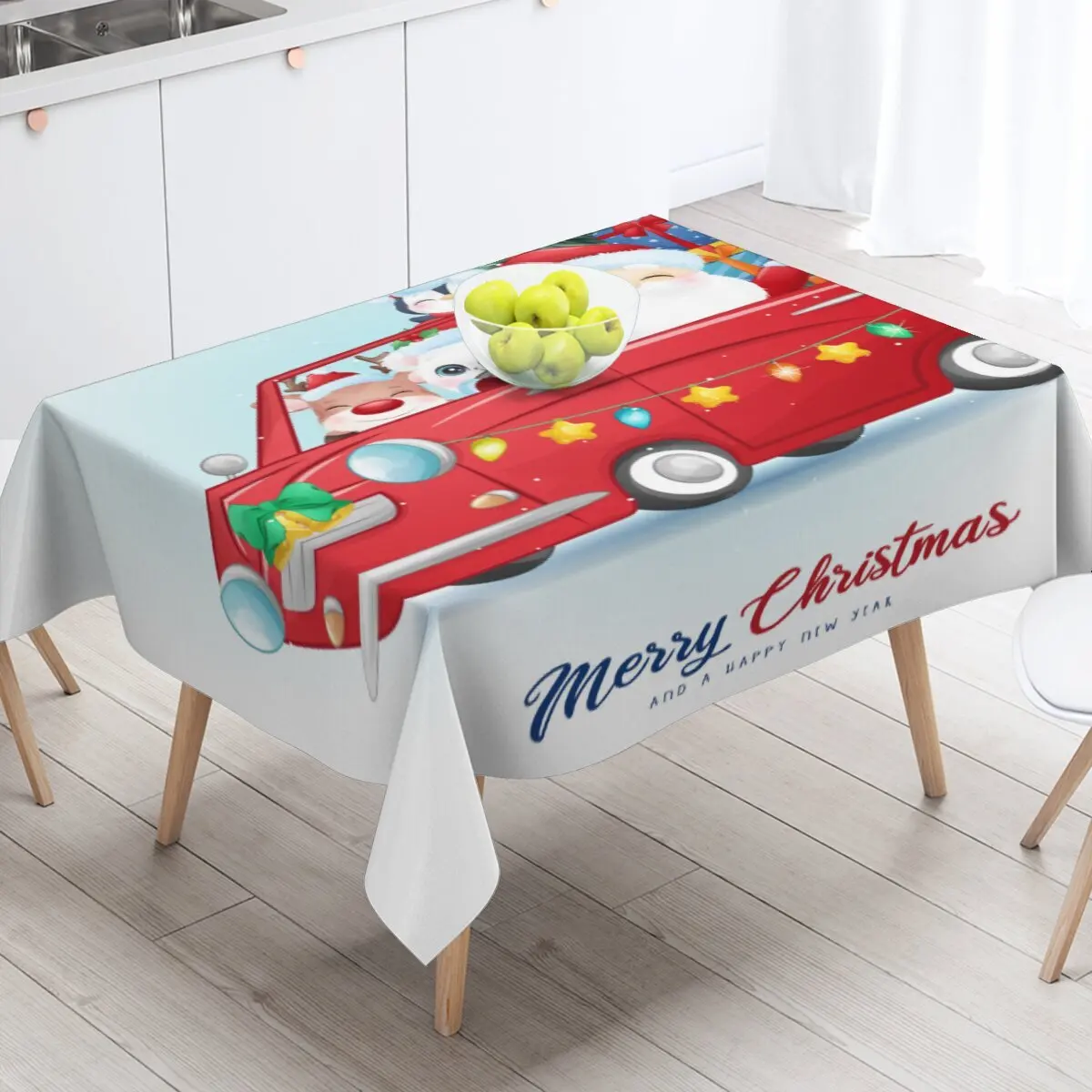 Santa presents tablecloth Christmas Elk Bear tablecloth Christmas tablecloth end table tablecloth New Year holiday decorations