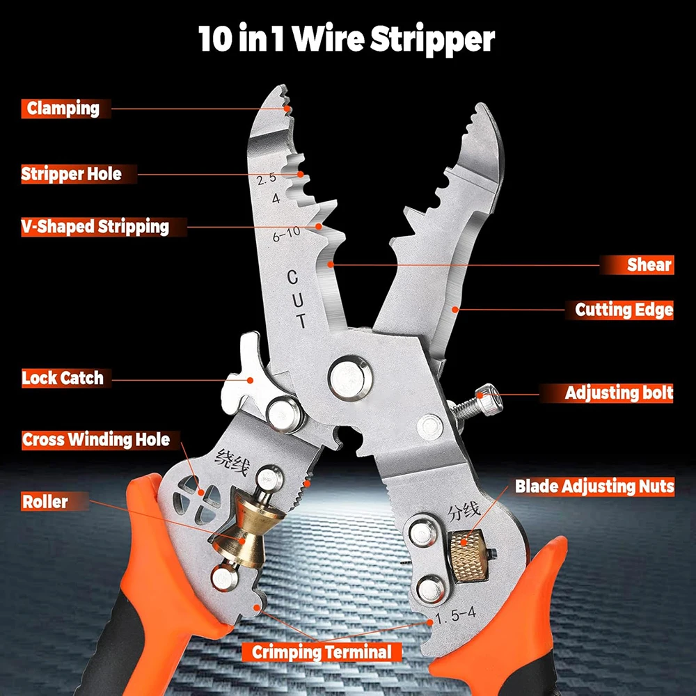 NEW 10-in-1 Wire Stripper Decrustation Pliers Crimper Cable Stripper Cutter Multifunctional Wire Repair Tool Pliers Hand Tools