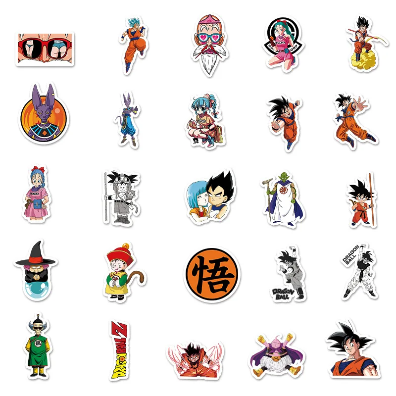 50pcs Dragon Ball Anime Stickers Suitcase Water Cup Stationery Mobile Phone Car Scooter Laptop Refrigerator Decorative Stickers