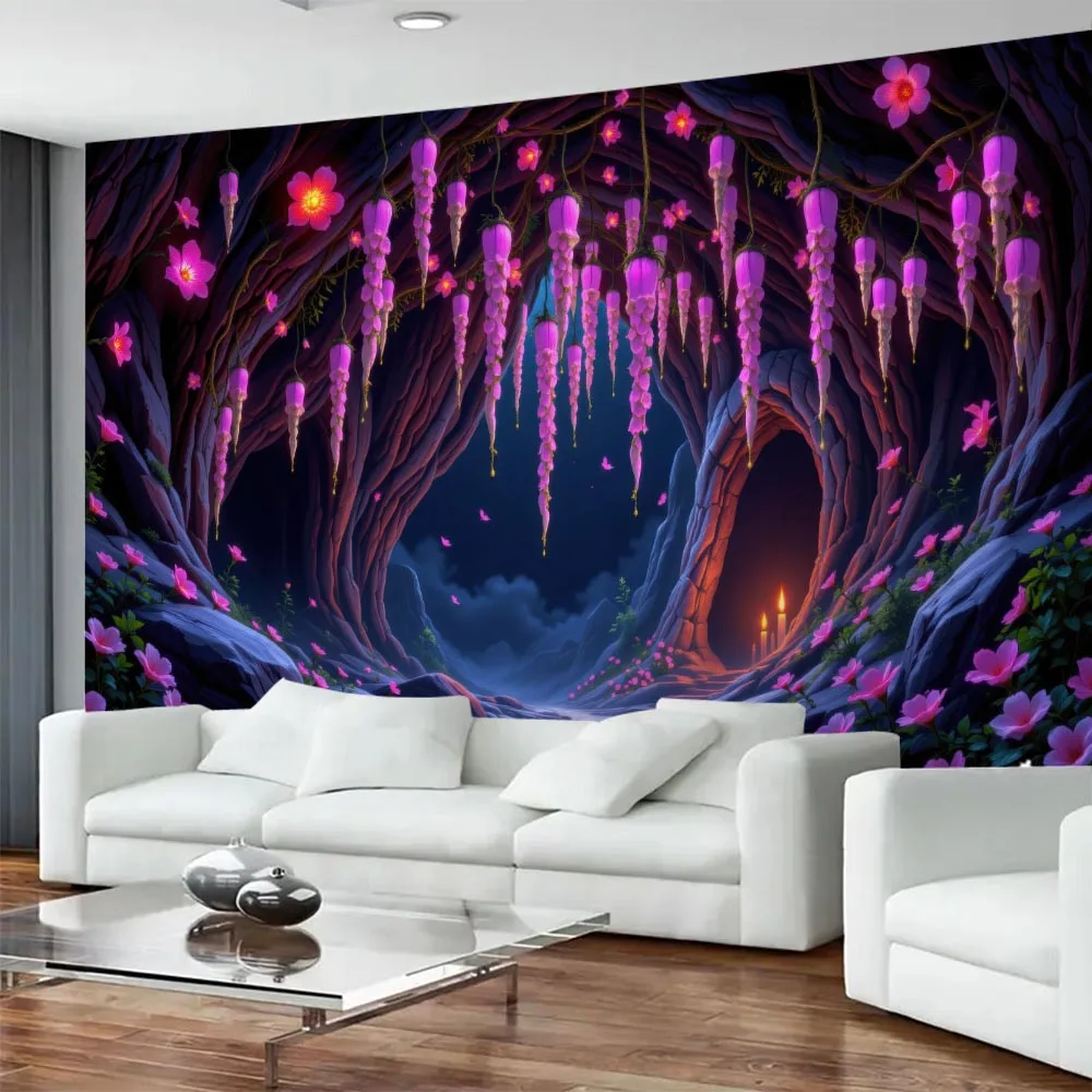 

MMysterious landscape tapestry, psychedelic flower home, dormitory, office wall hanging, party decoration background poster