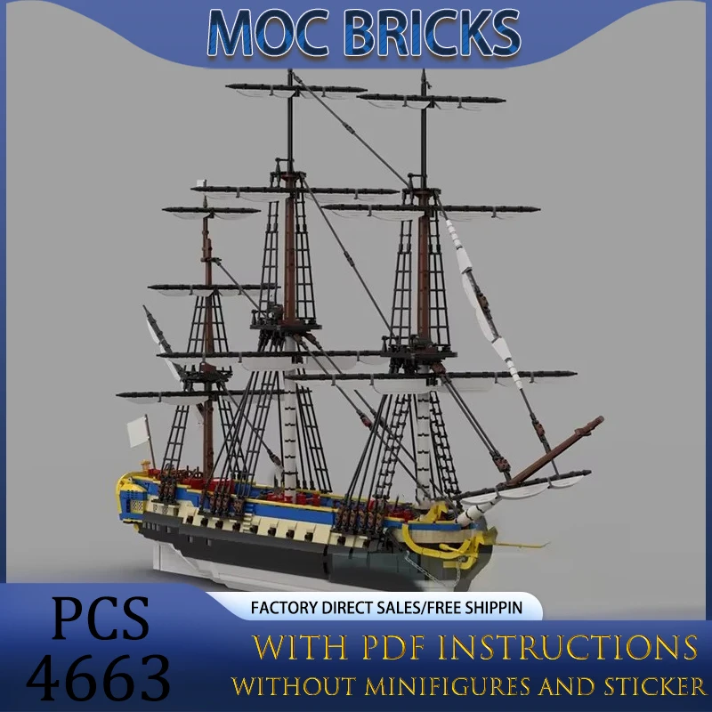 Military Model Moc Building Blocks Frigate L' Pirate Ship Model Technology Bricks DIY Assembly Construction Toy Holiday Gift