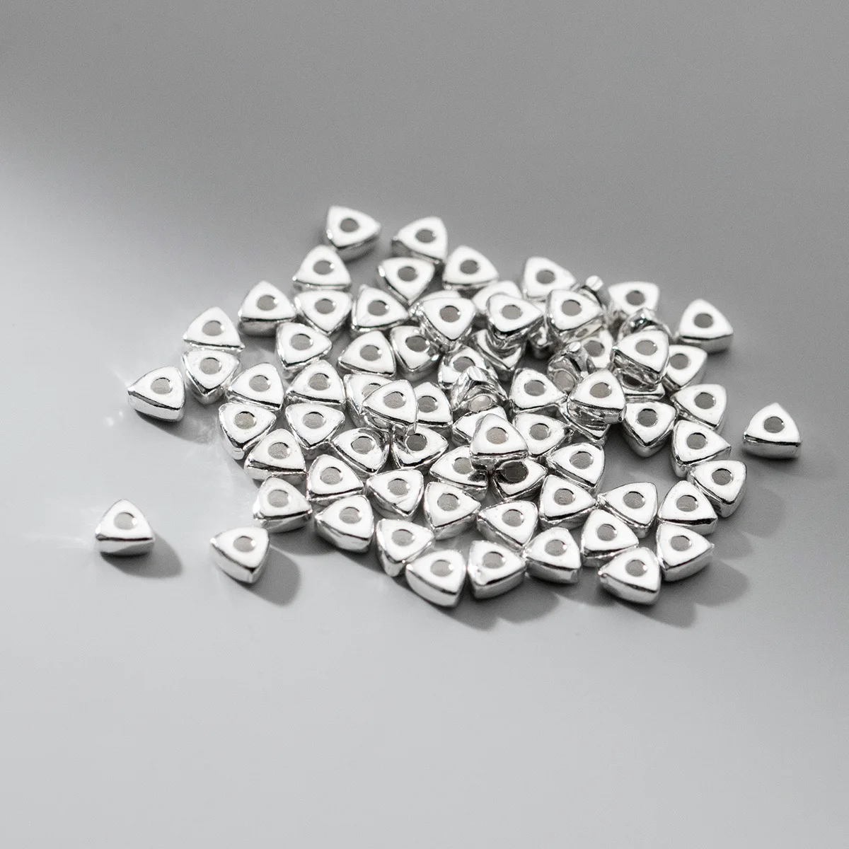 S925 Plain Silver Triangle Loose Beads DIY Hand String Geometric Spacer Beads Handmade Rope Material Accessories