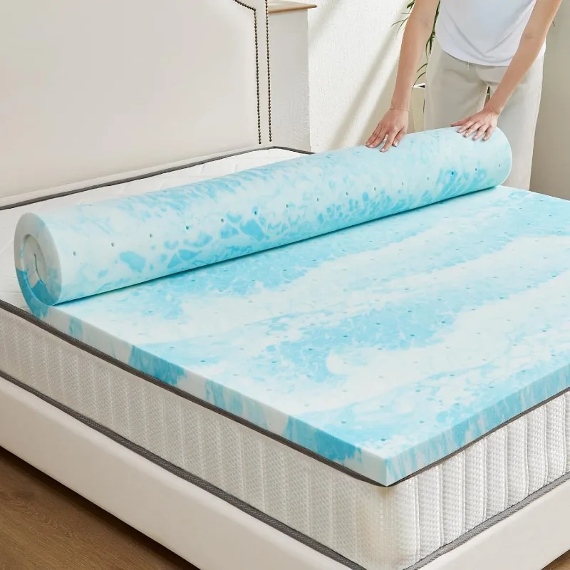 2 Inch Twin Mattress Topper, Cooling Gel Memory Foam Bed Topper for Twin Size Bed, Cooling Mattress Pad, CertiPUR-US Certified