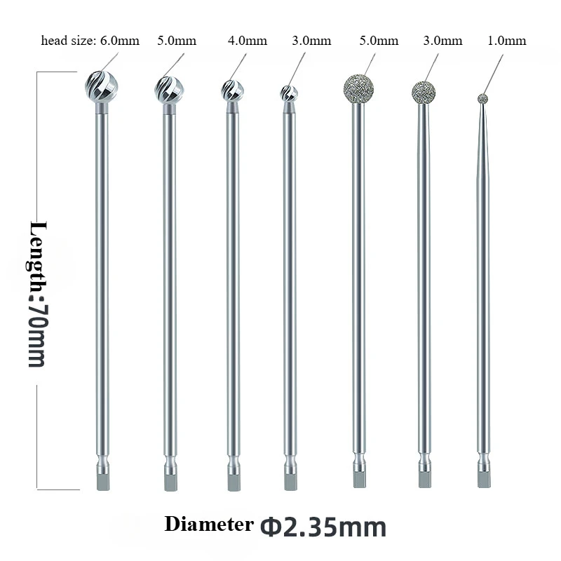 Fresa diamantata in metallo duro da 70 mm di lunghezza 1:2 chirurgia per osteotomia dentale manipolo dritto trapano a forma di palla lunga trapano per ossa in acciaio