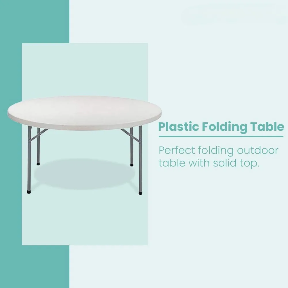 Table pliante en plastique TitanPRO, table pliante d'extérieur robuste, 60 en effet, ronde, paquet de 5, 150 kilogrammes, 60 