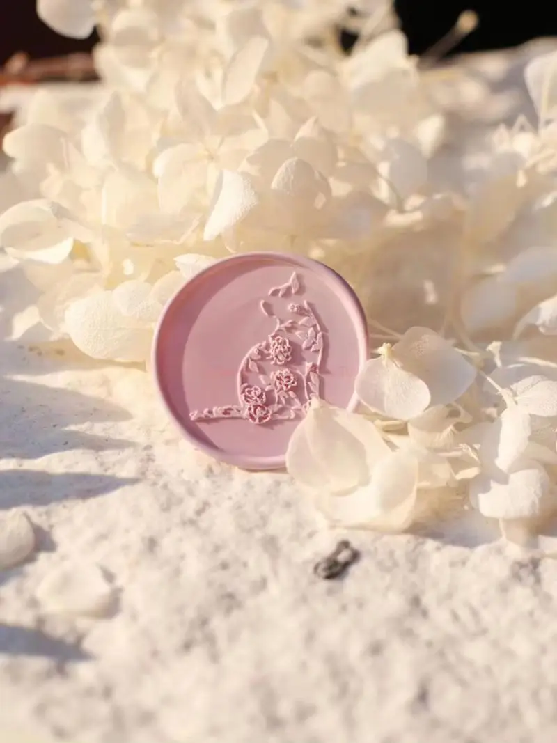 Nieuwe 25mm Lakzegel Stempel Leuke Bloem Kat Reliëf Afdichting Messing Hoofd 3D Fire Verf Seal DIY Envelop plakboek Zegellak