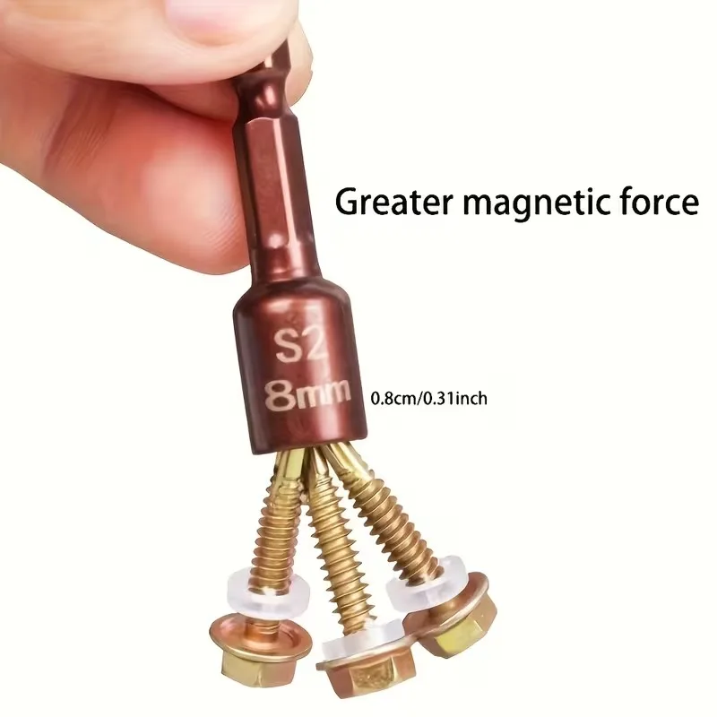 

4pcs High-Strength Magnetic Screwdriver Bits 8mm Hex Shank Dovetail Screw Sockets High-Strength Hex Socket Bits