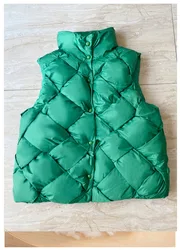 Lightweight 2024 Spring Winter Zip Padded Vest for Women Stand Collar Half-Sleeved Bodywarmer Single Breasted Vest