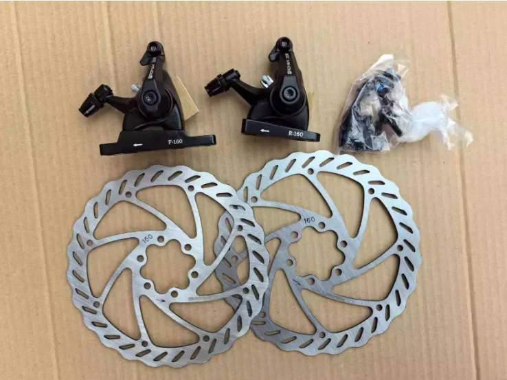 1set PROMAX Dsk-330r /300 Flat-mount Mechanical Disc Brake Calipers Front/Rear + 2pcs 160mm Rotors + Screws for Road MTB Bike view 2
