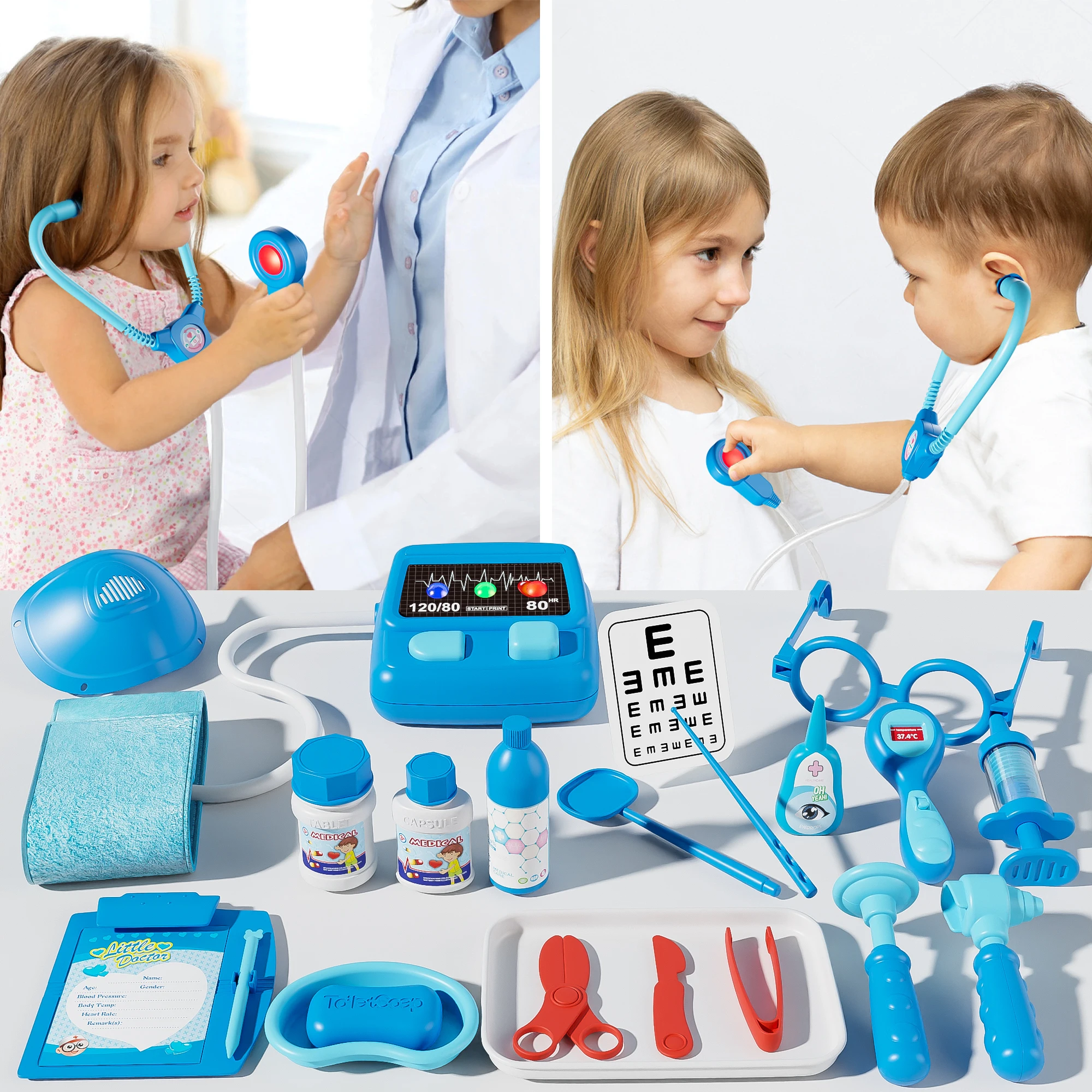 مجموعة لعب الأدوار مكونة من 37 قطعة للأطفال، ألعاب الطبيب التظاهري، للجنسين، ألعاب حفلات متعددة اللاعبين، كهدية عيد ميلاد، هدية عيد الميلاد، هدية الهالوين، فستان العطلات #4