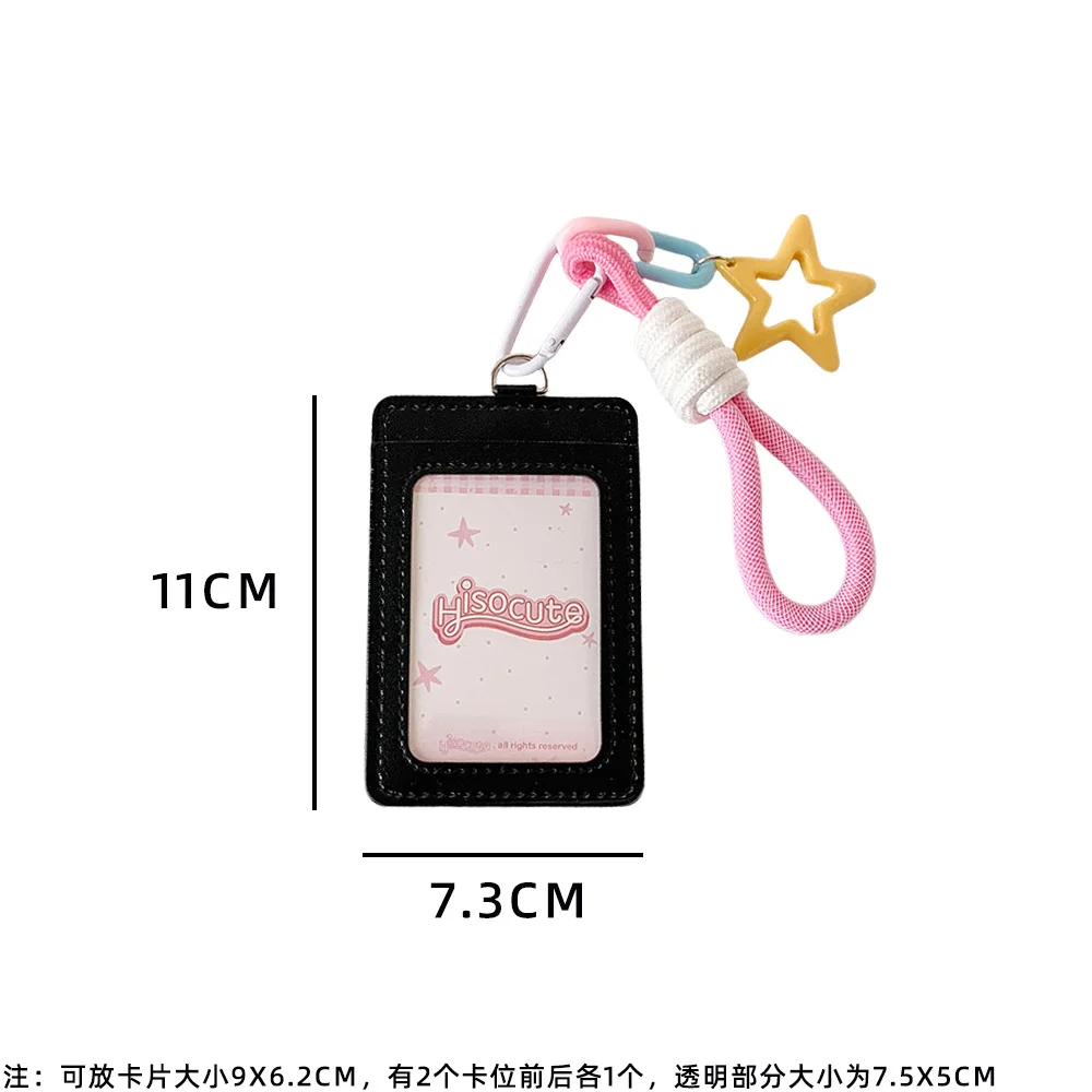 Women Girls PU Leather Clear Window Card Holder ID Work Badge Pouch Student Campus Access Control Meal Card Protective Case
