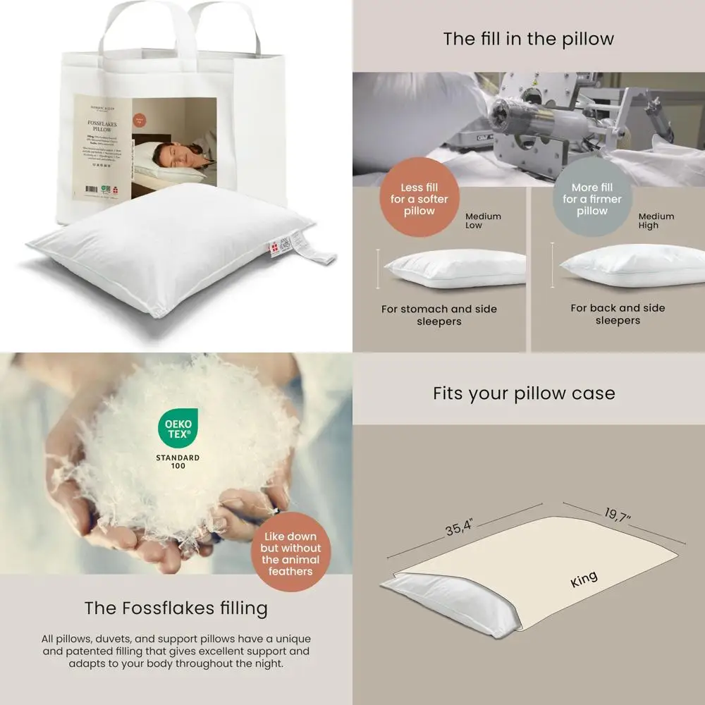 

Hypoallergenic Nordic Sleep Pillow: Supportive, Breathable, Machine Washable with Down Alternative, Ideal for Side Sleepers