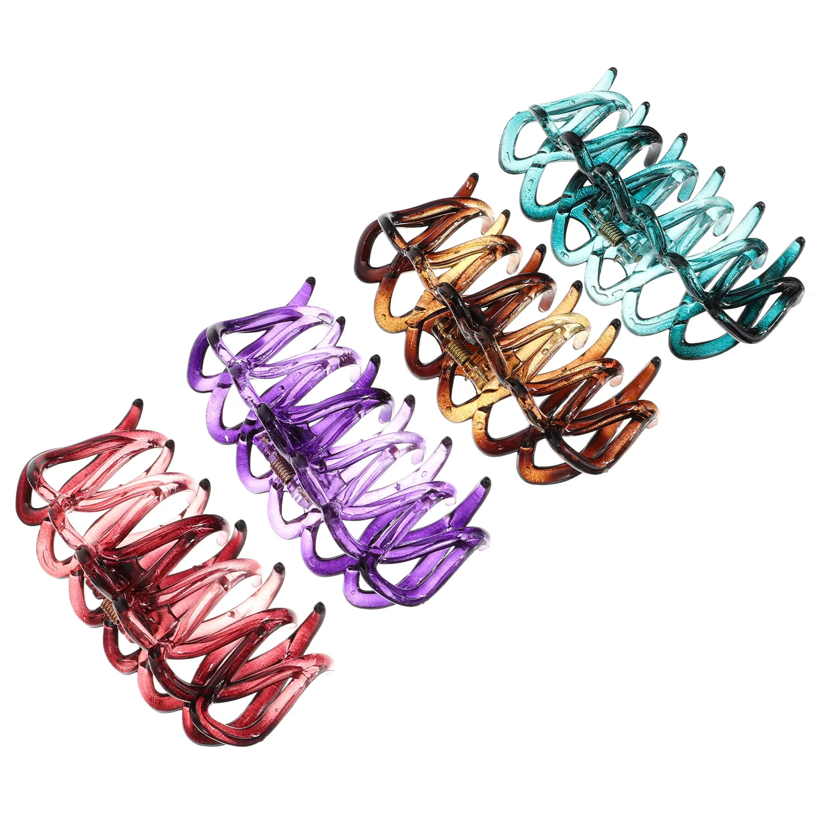 4Pcs Hair Claw Clamp Acrylic Barrette Strong Grip for Thick Hair Styling Drying Sectioning Housework Ceremony Gift